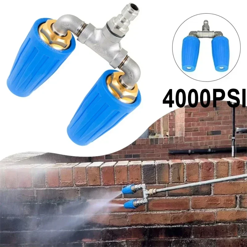 

Stainless Steel Dual Turbo Nozzle For Pressure Washer High Pressure Water Gun Rotating Twin Turbine Connected Nozzle