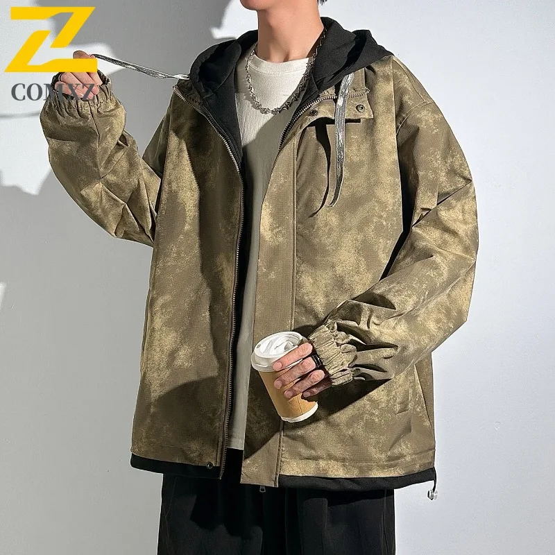 

COMXZ 2025 New Men's Reversible Biker Leather Jacket American Retro Style Double-Sided Zip Collar Casual Daily Street Outerwear