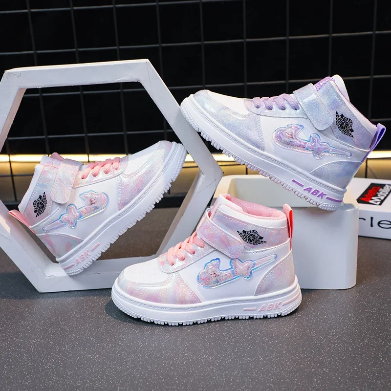 Disney Spring Kids Shoes Fashion Non-slip Children Sneakers Summer Frozen Elsa Princess Walking Shoes for Girls Casual Outdoor