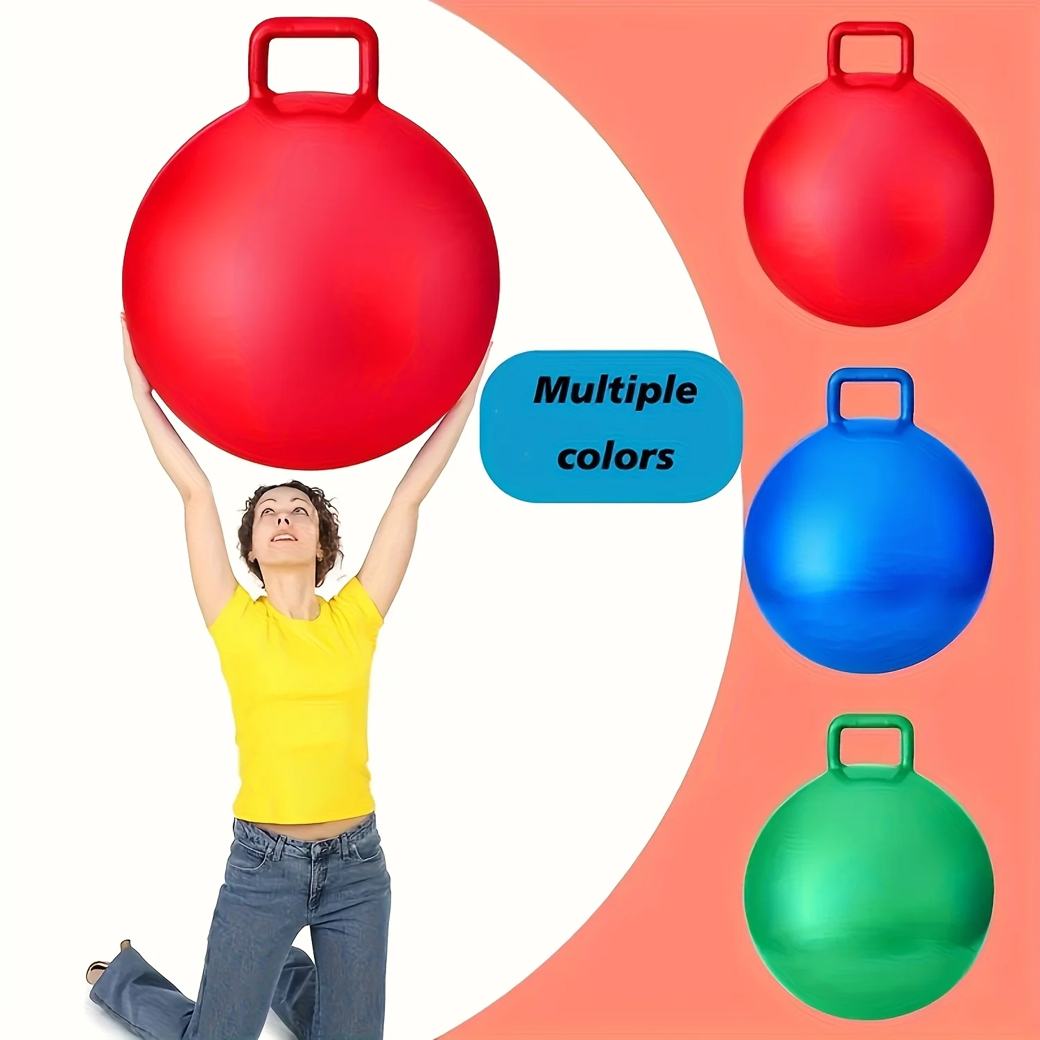 Solid Color Thickened 45cm Handle Ball Children's Inflatable Toy Jumping Ball Outdoor Toy