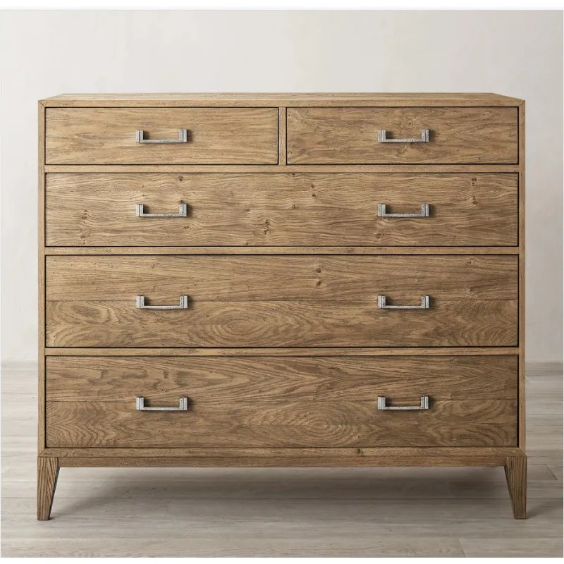 Retro solid wood bedroom 12 chest side cabinet modern simple light luxury living room storage cabinet drawer cabinet