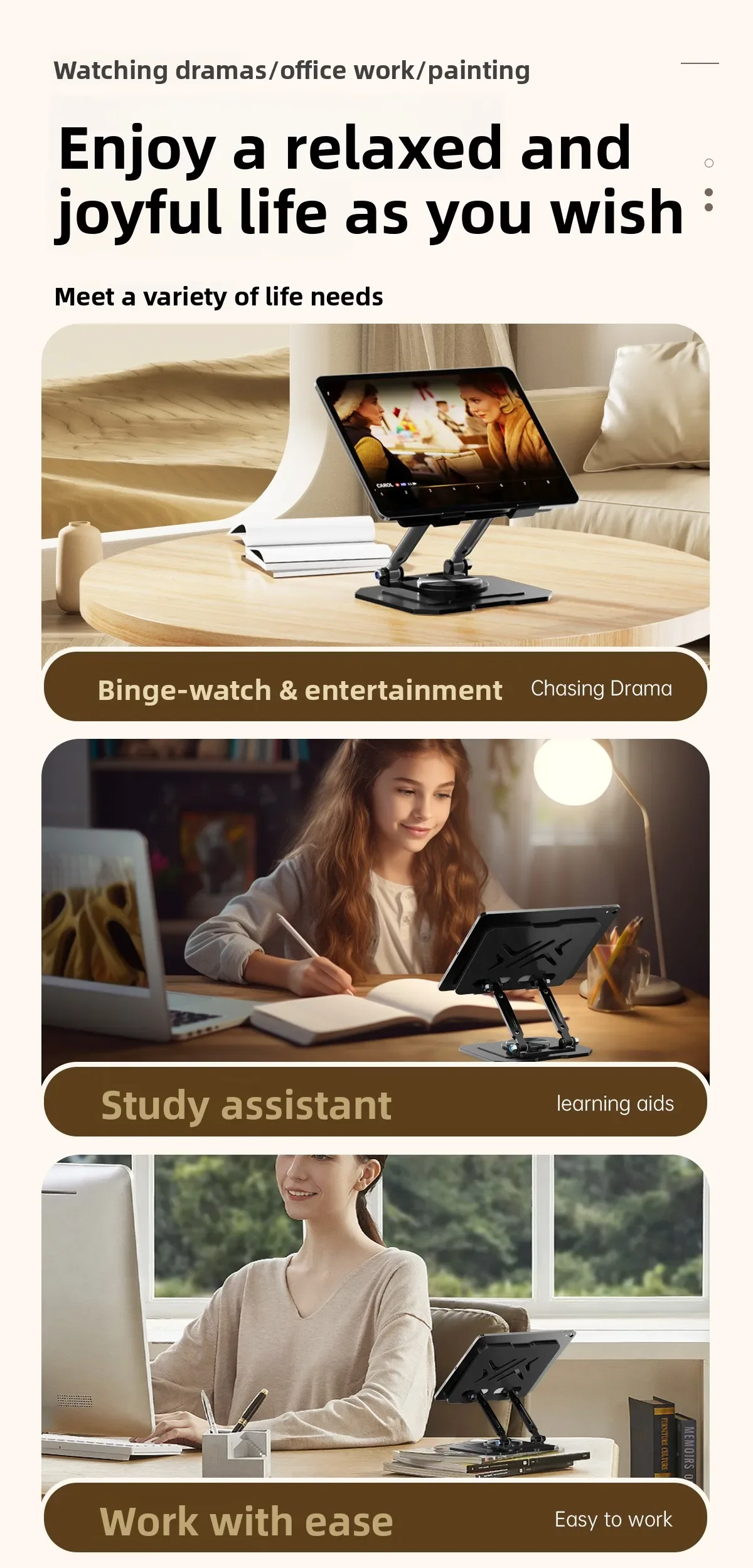 360 ° Drehbarer Tablet-Ständer für iPad, Verstellbarer Faltbarer Tablet-Halter, Aluminium-Handyhalter Kompatibel mit iPad Pro/Air/Mini – Detail 11
