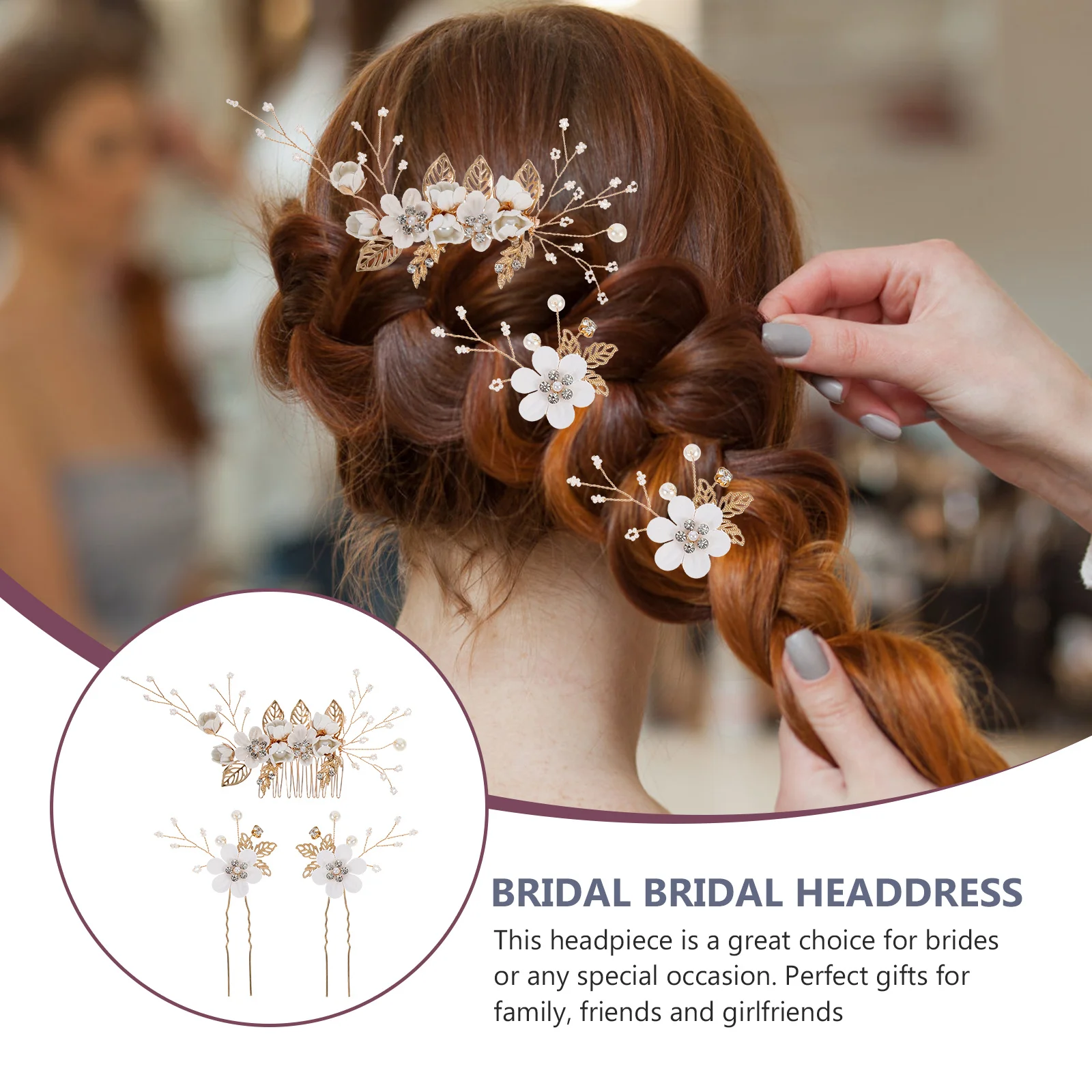 

3Pcs Flower Hairpin Set Bridal Hair Accessories Elegant Alloy Wedding Party Hair Stick Fashion Floral Design Bridal Hairpins