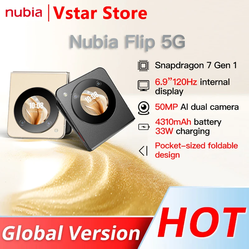 nubia versao global flip phone snapdragon gen 69 polegada amoled 2790x1188 4310mah tipo c nfc camera dual ai 5g 50mp 01