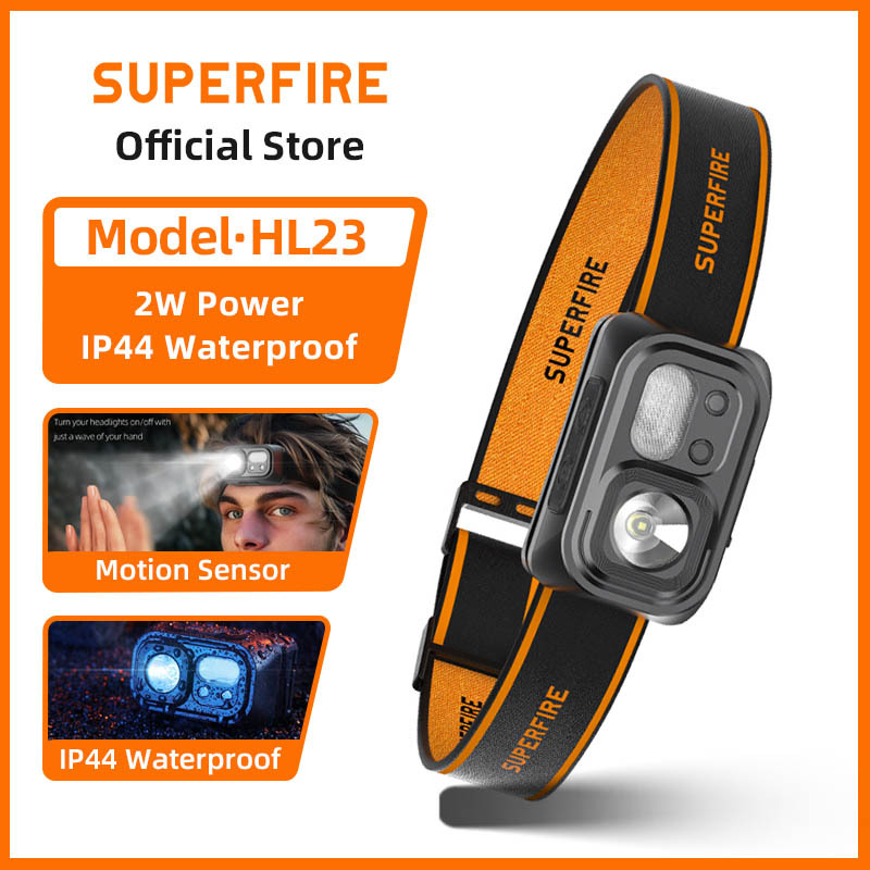 SUPERFIRE HL23 Powerful LED Headlamp Handfress Induction Headlight Type-C  Rechargeable Mini Head Flashlight Camping Work Light 