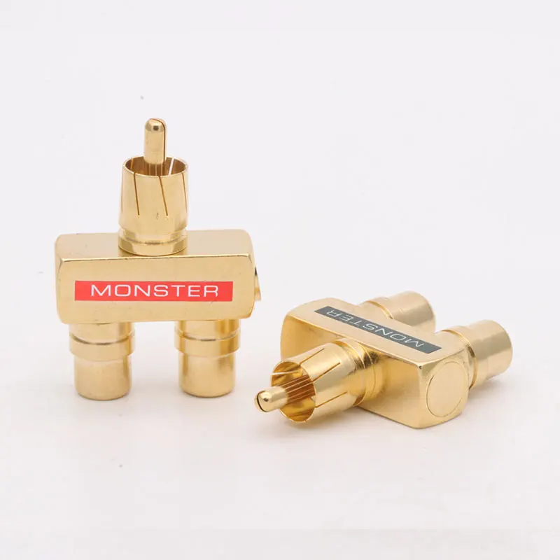 1Pair RCAxMale Plug to 2xRCA Female Socket Connectors, Excellent Gold Plated RCA HIFI Audio Terminals