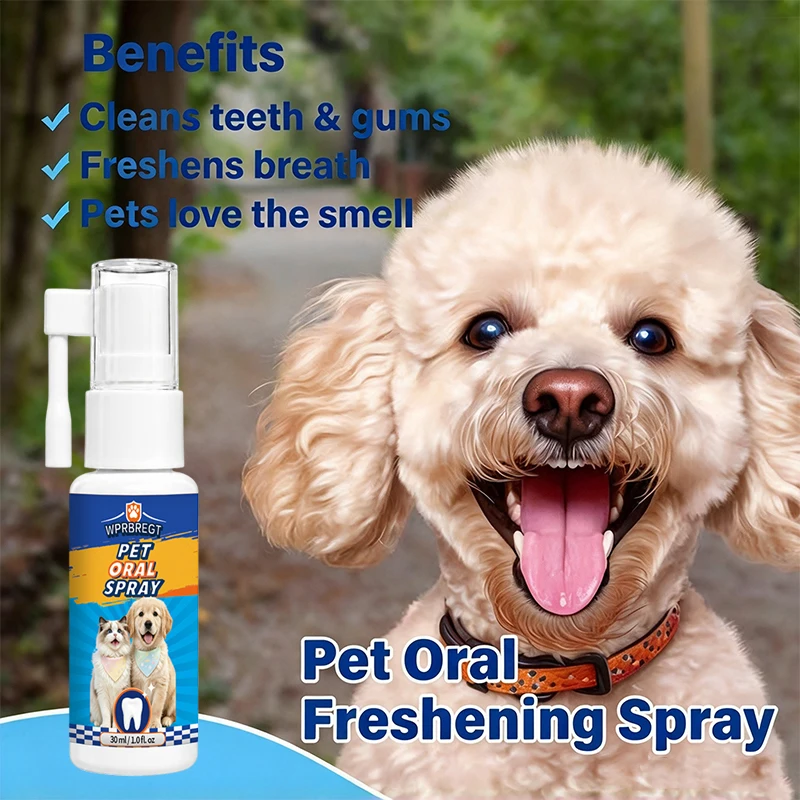 Pet Oral Spray, Fresh Breath for Dogs and Cats, Reduces Tartar and Plaque, Oral Care Spray, Safe and Gentle Formula