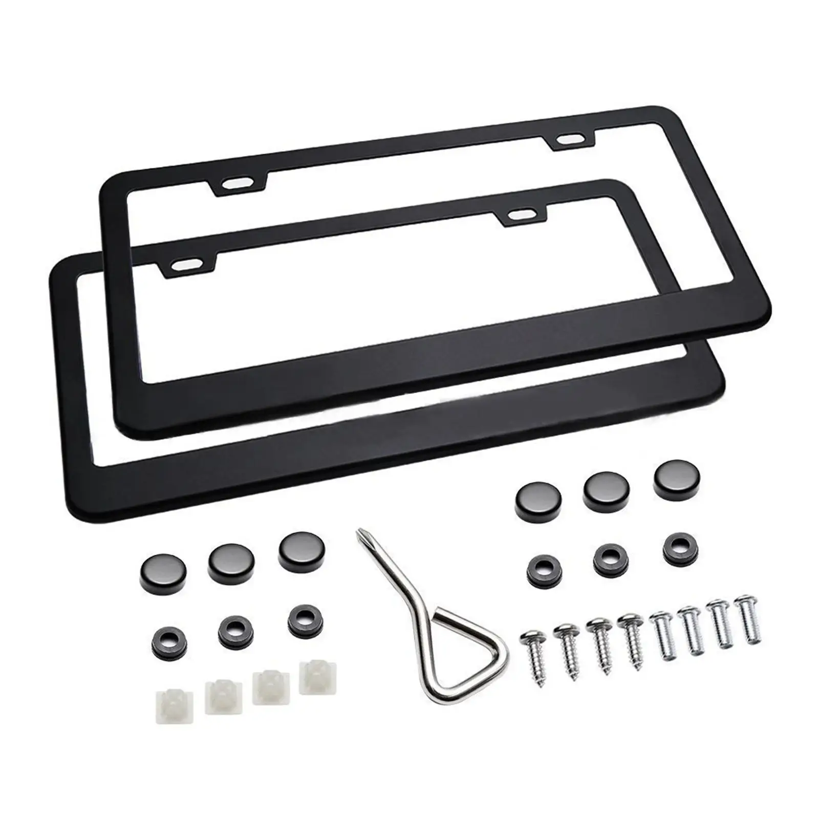 2Pcs Front Back License Plate Frame Durable Auto Accessories with Fixing Screws Professional US Vehicles License Plate Holder
