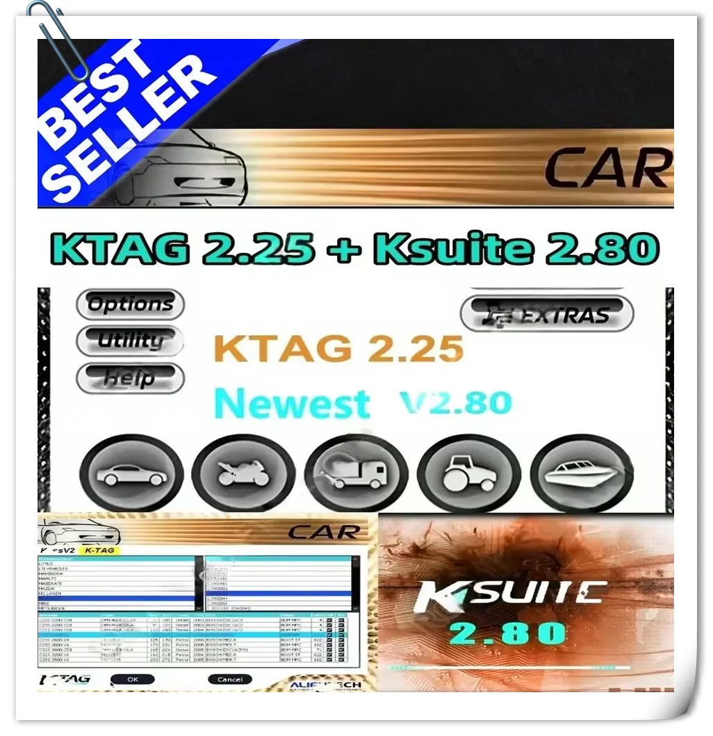 

Car Truck Bike Tractor ECU Programming Tool Ktag 2.25 Ksuite 2.80 Software for KESS V2 V5.017 RSA Error Fix Unlock Universal