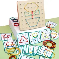 Rompecabezas de madera con formas geométricas, tablero de clavos con diseños geométricos, juguete creativo de matemáticas, método Montessori, para la educación temprana de los niños.