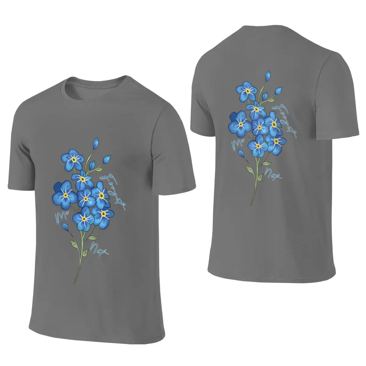 Scribble Forget Me Not Fitted Reversible T-shirt Artistic Girl Commuting Essential Short Sleeve
