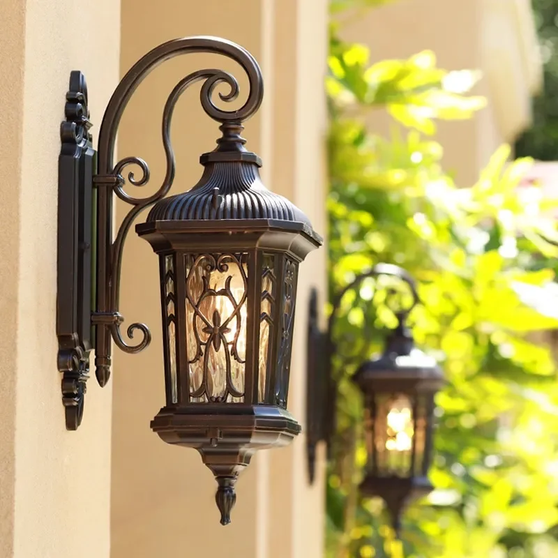 European Style Outdoor Waterproof Wall Lamp for Courtyard Villa Terrace Gate Exterior Wall Aisle Retro Electric Connection