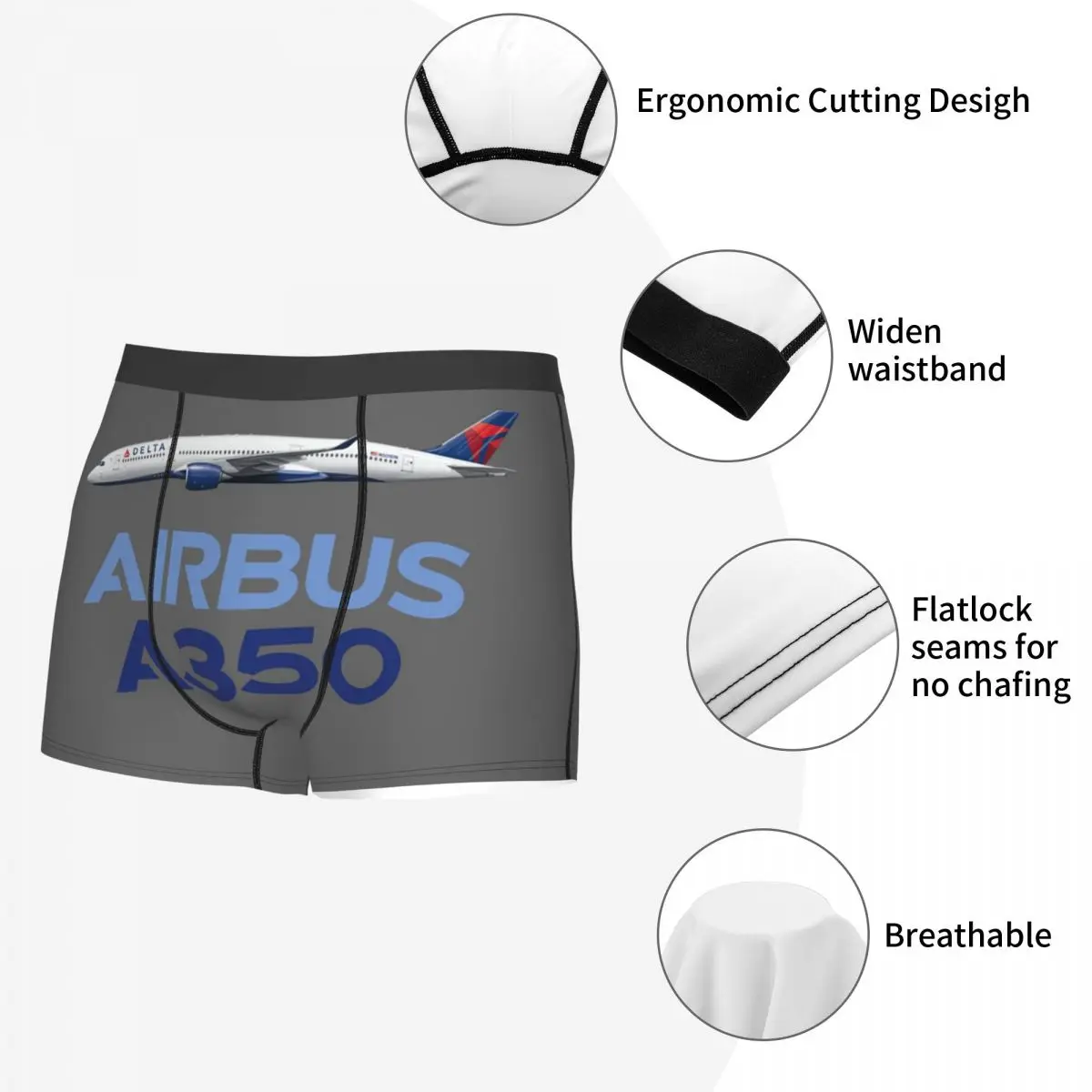 Boxer Underpants Shorts New Airbus Beluga A350 Panties Men Breathable Underwear for Homme Man Boyfriend Gift