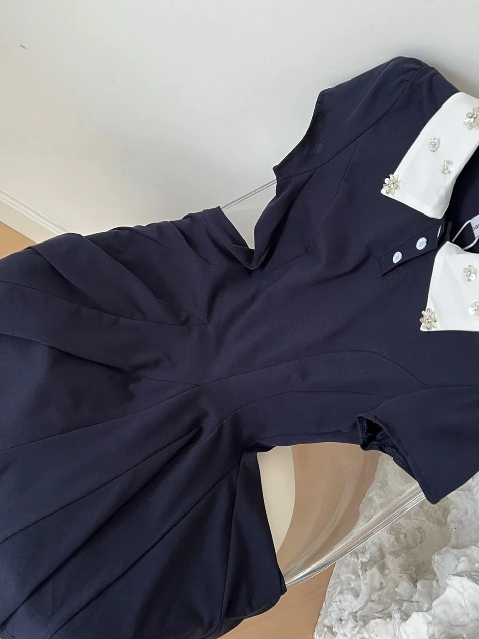 Rétro lourd Du strass Ne ort Sve Dr femmes été pur désir taille cintré minceur t-shirt style décontracté Dr