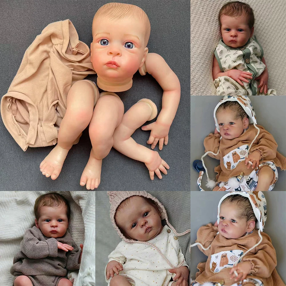 

18inch Oskar Awake Already Painted Reborn Doll Kits Unfinished Unassembly Baby Parts with Visible Veins and Cloth Body Included