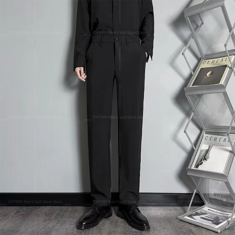 

Мужские брюки приталенного кроя с эффектом драпировки, официальные брюки для похудения, деловые костюмные брюки, повседневный элитный новый стиль