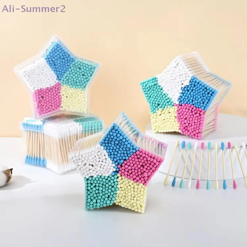 500Pcs/Box Color Double-headed Cotton Swab Clean Sanitary Swab For Makeup Remover Ears Cotton Swabs Cosmetic Tool