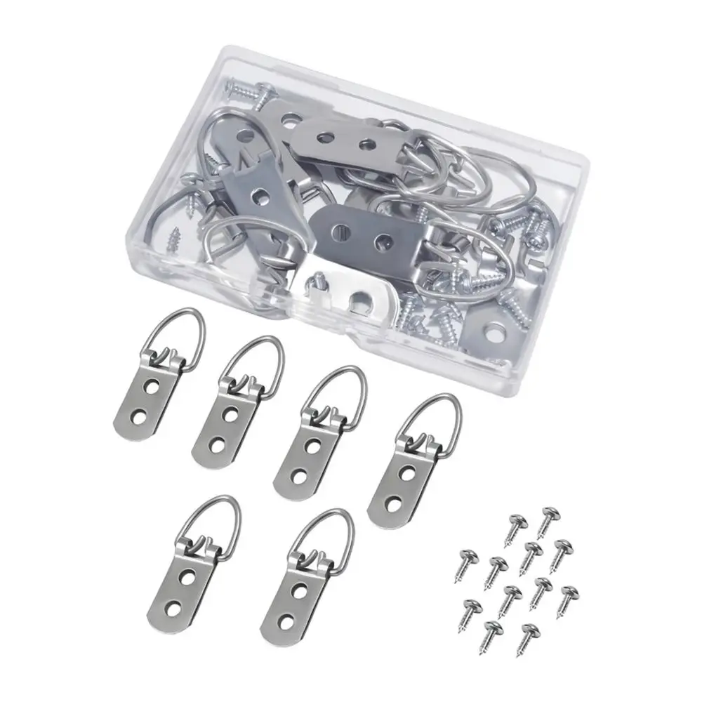 Sturdy Metal D Ring Hooks Double Hole For Picture Frame Wall Hanging Decorative Art Hardware Professional Mount Kit