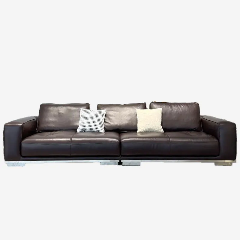 #Leather Sofa Head Layer Cowhide Living Room Italian Style Very Simple Row