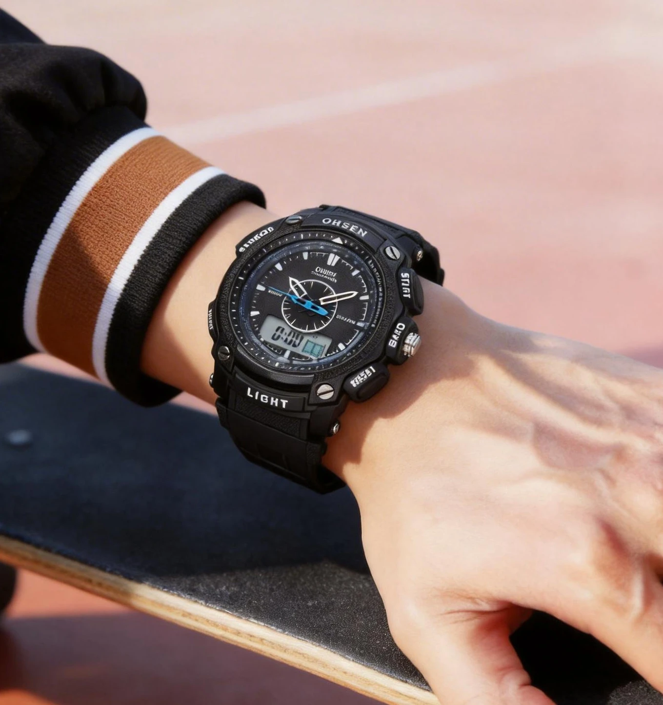 OHSEN Digital Quartz Mens Fashion Wristwatches Male Rubber Band Silver LCD Waterproof Sport Cool Gift Watches relogio masculino