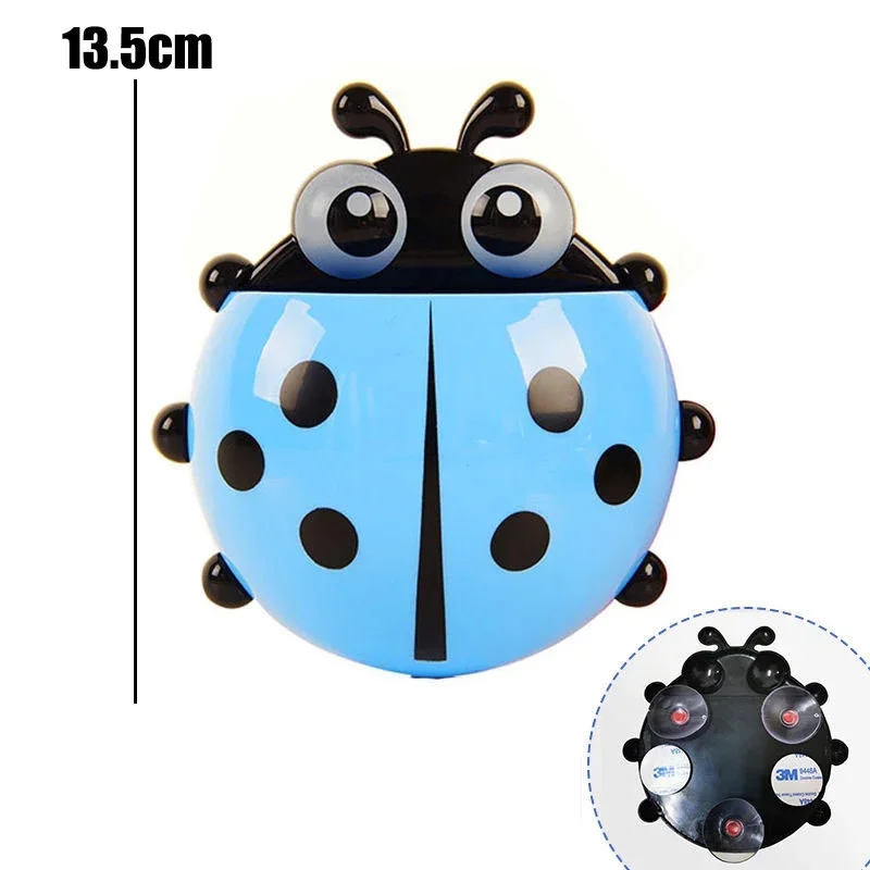 Cartoon Ladybug Toothbrush Holder Wall Mounted Remote Control Shelf Household Toothbrush Toothpaste Holder Container Accessories