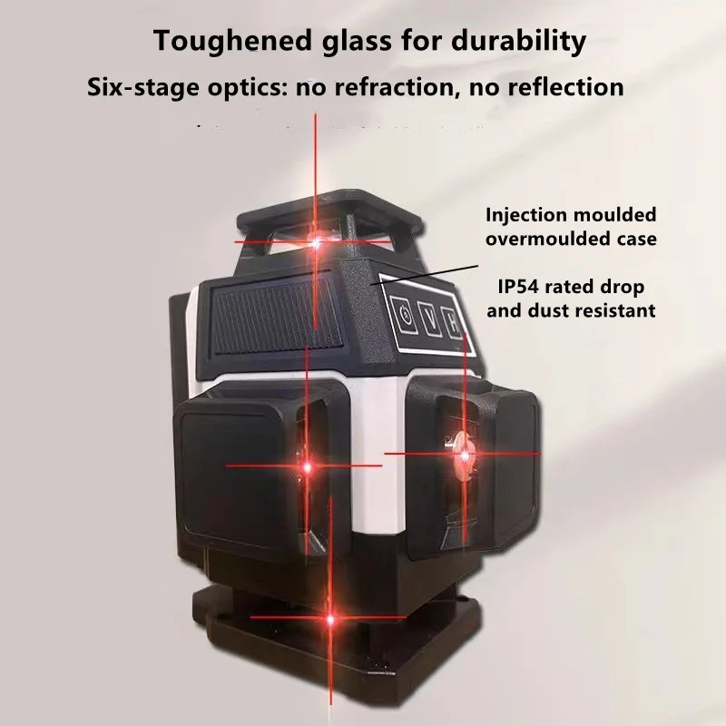 Mini Nível de Laser 3d 4d 12 16 Linhas Vermelhas 360 Autonivelante Horizontal Vertical com Controle Remoto Feixes Vermelhos Nível de Laser