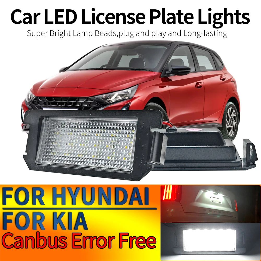 2x Canbus sin error, luz LED para matrícula de coche, lámpara para Hyundai I10 I20 Ioniq Veloster Genesis Coupe Kia Rio Soul Picanto