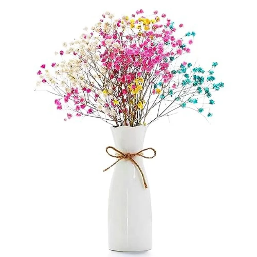 

Boho Ceramic Vase with Rope, 8.2" H, Rustic Flower Vase Classic Style for Dried Flowers Fresh Flowers, Fit for Fireplace Bedroo