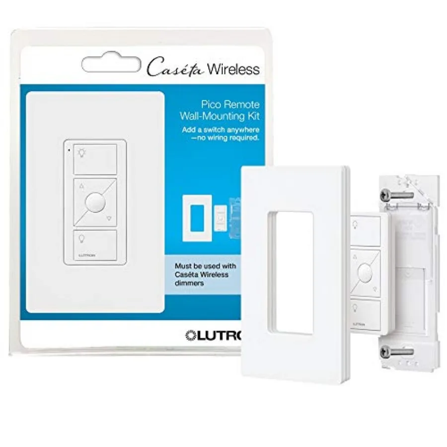Pico Remote Wall-Mounting Kit, for Wireless 3-Way Switch Applications with Caseta Smart Dimmer Switches, Includes 3 Button Cont