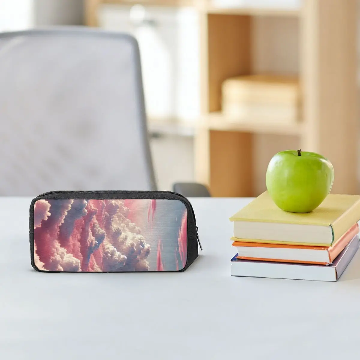 Pink Clouds Sky Large Sunset Glow Pencil Cases for Students Gifts Pen Box Pencil Bag Large Capacity Pencil Pouch Pen Holder