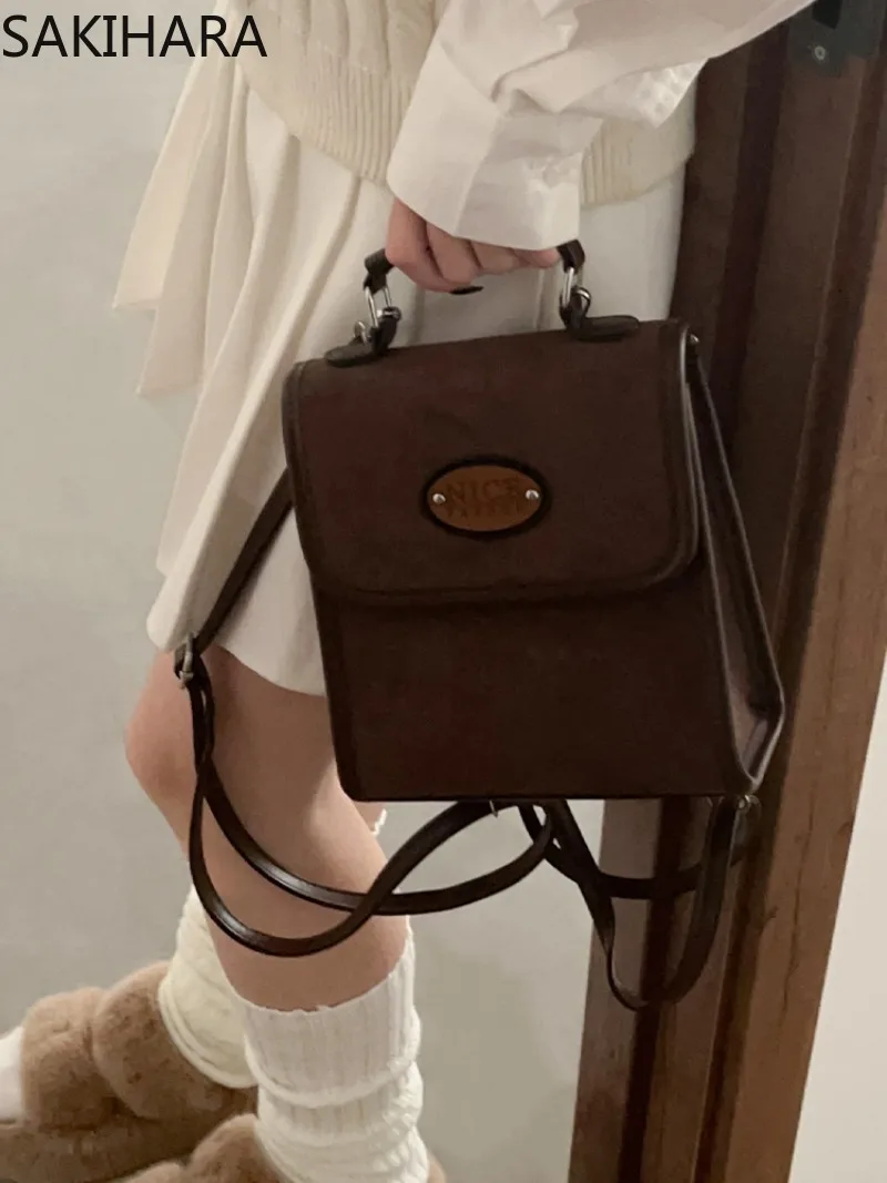 Vintage Backpacks for Female Advanced Design Office Lady Solid Color Handbags for Women Casual Temperament Bolsas Para Mujeres