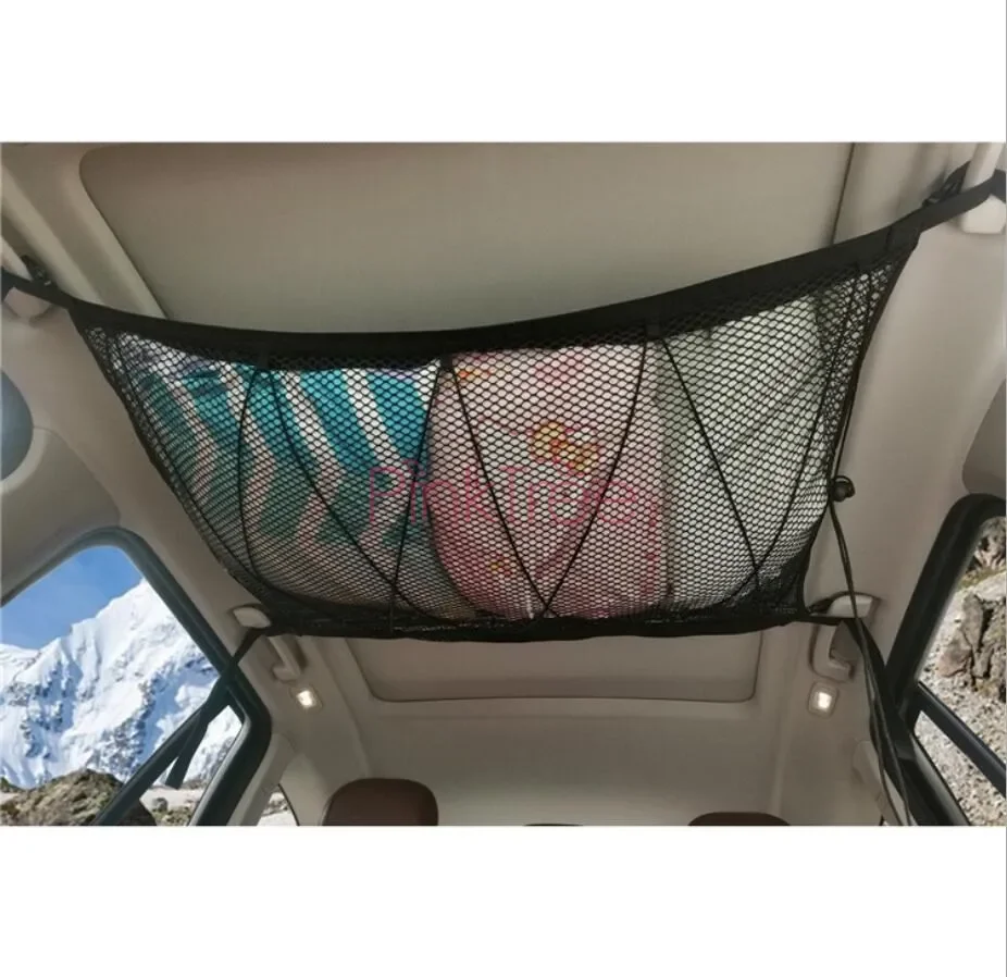 For Toyota Land Cruiser 120 Prado FJ FJ120 2003-2009 Car Ceiling Storage Net Pocket With Zipper Storage Bag Stowing Tidying