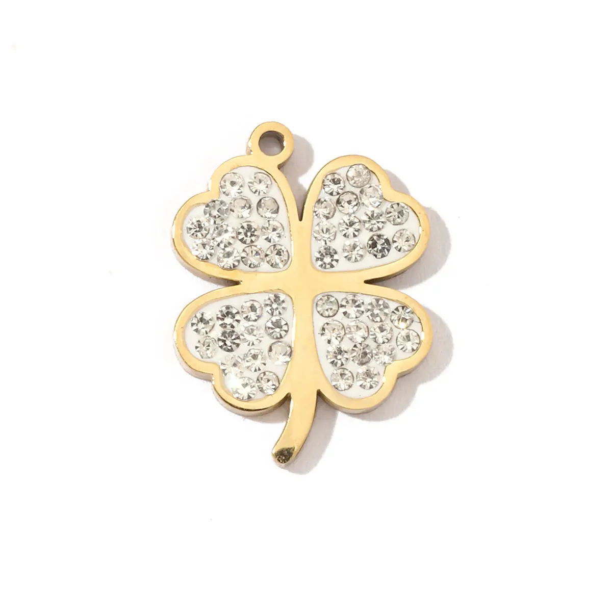 3pcs/lot Lucky Clover Rhinestone Stainless Steel DIY Charms Women Jewelry 18k Gold Plated Enamel Heart Cross Necklace Pendants