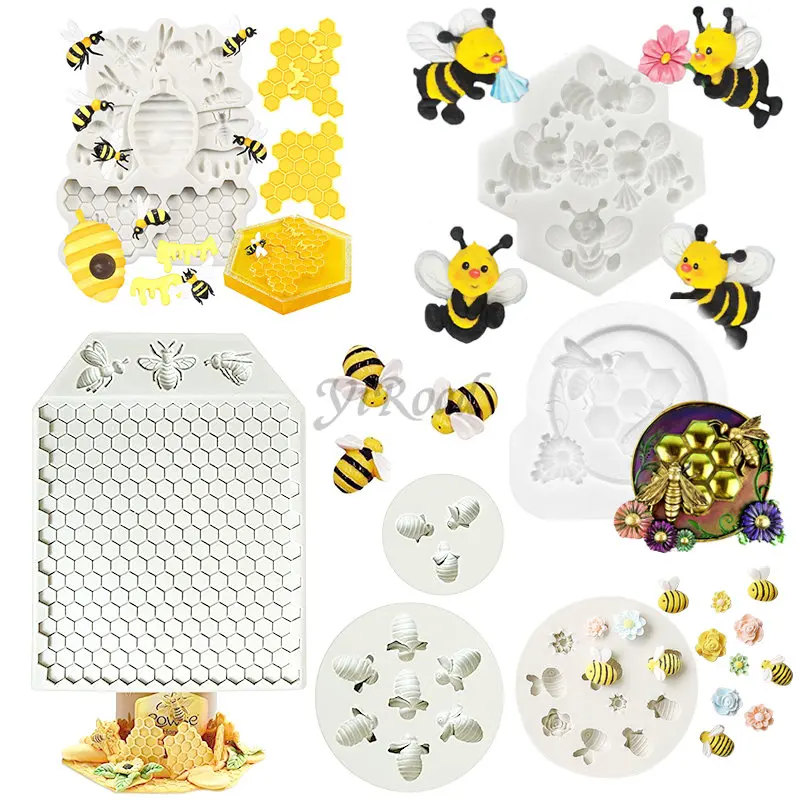 

3D Honeycomb Bees Chocolate Silicone Mold, Sugar Daisy Craft, Resin Tool, Cake Baking Mold, Fondant Cake Decoration Tool