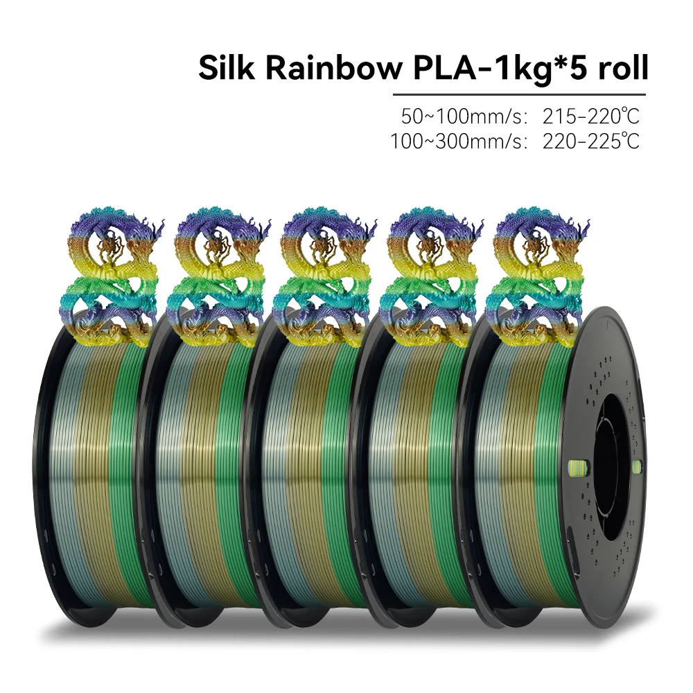 KEEPANG PLA Regenboog 3D-filament 1,75 mm 5 kg Zijde PLA-filament Meerkleurig Snel filament Kunststof Voor 3D-printer Materialen Netjes