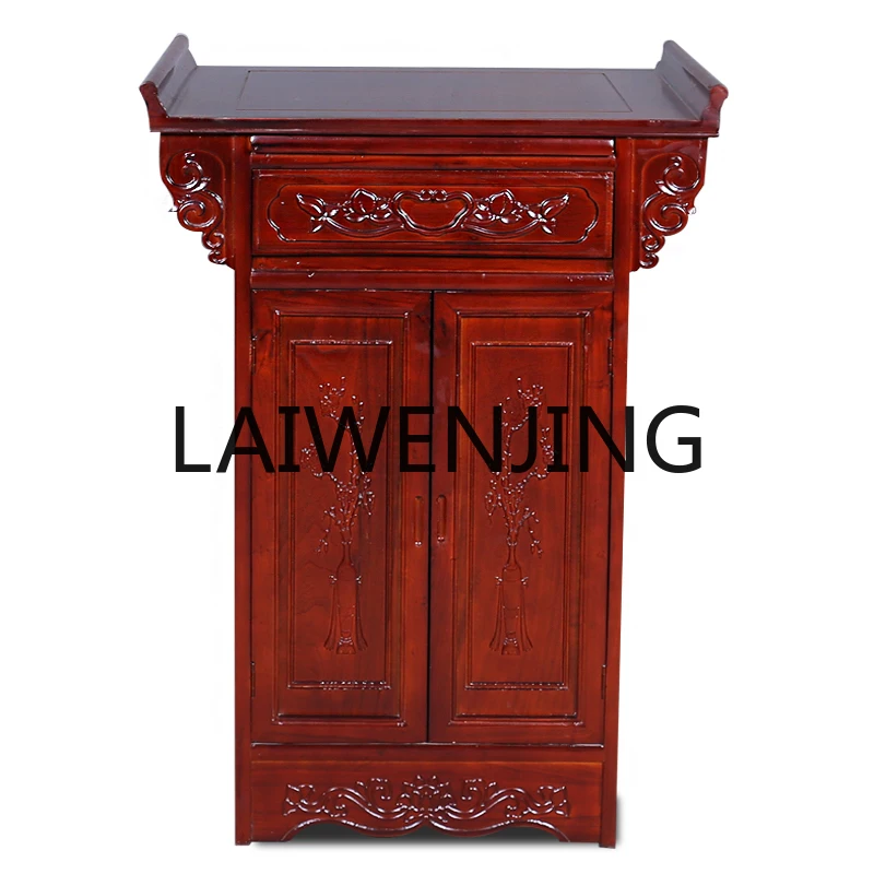 Landlord Buddhist shrine economical table household with door shrine living room Guan Gong shrine solid wood