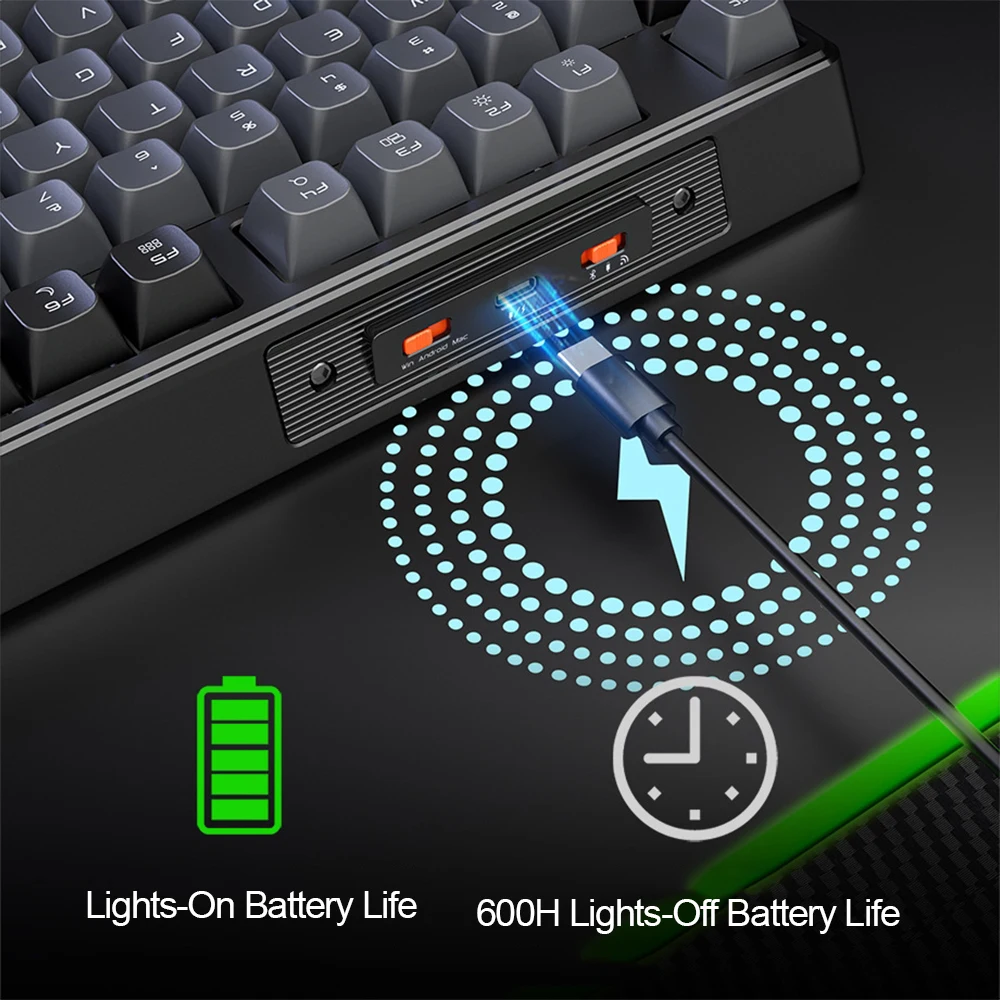 Meetion MK14 75% configurazione-tastiera meccanica wireless a tre modalità copritasto PBT a tre pin a colori-chiave completa RGB sostituibile a caldo Nuovo