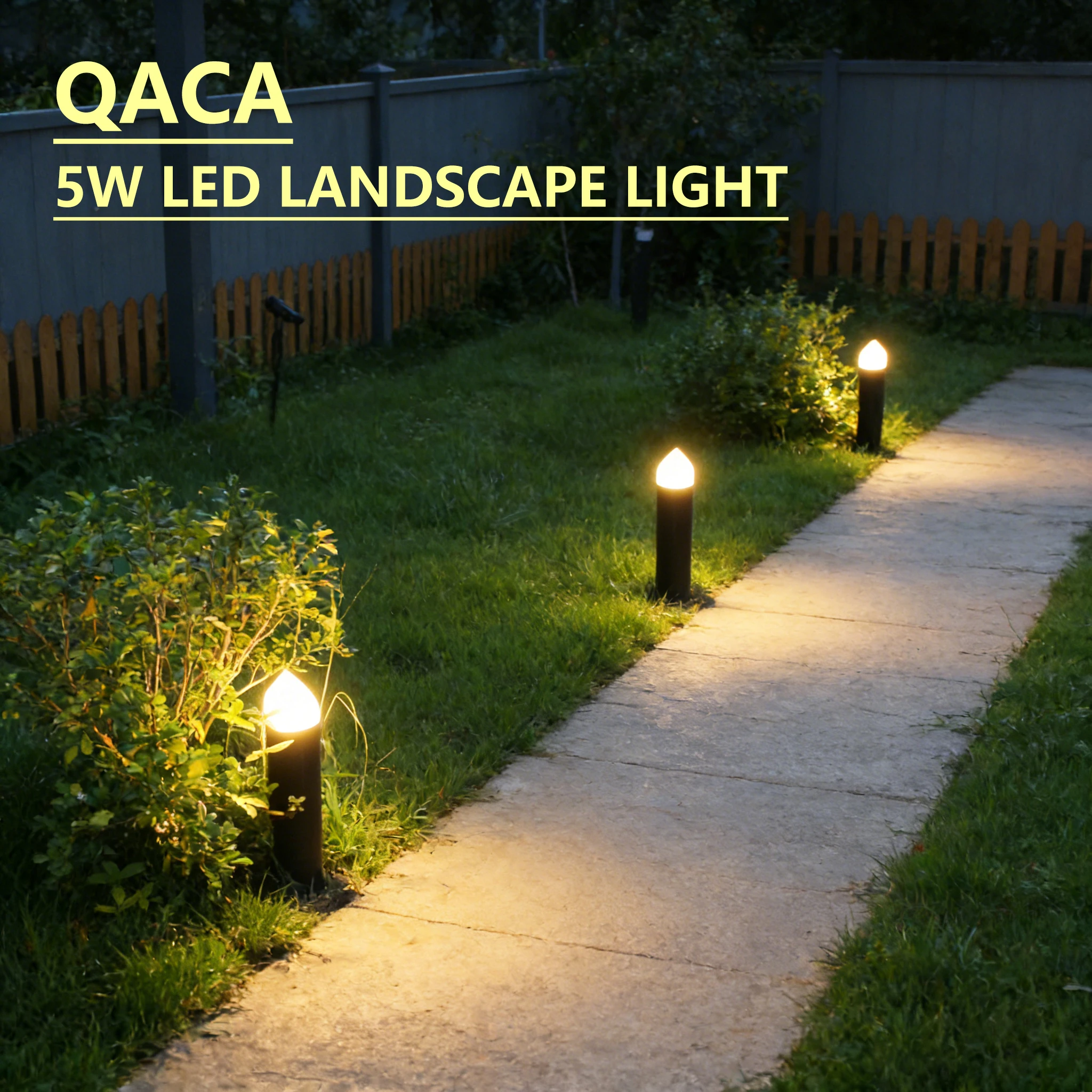 QACA 6 Pack LED Outdoor Garden Lights 12V 5W IP65 Waterproof Landscape Lighting for Lawn Park Yard Pathway Driveway Decoration