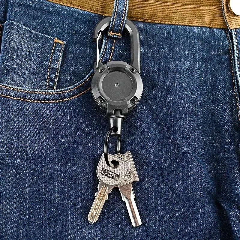 1Pcs Anti-theft Metal Easy-to-pull Buckle Rope Elastic Keychain Sporty Retractable Key Ring Anti Lost Yoyo Ski Pass ID Card Gift