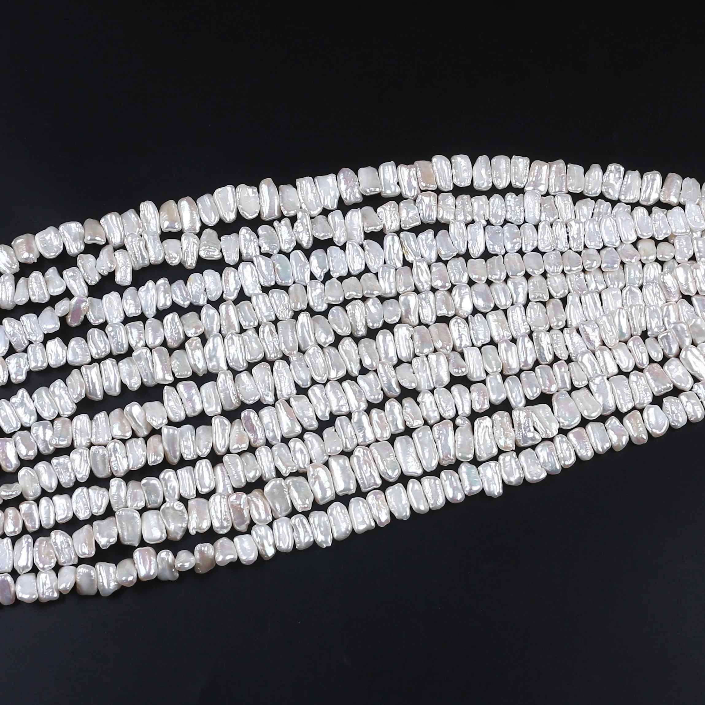 

Natural 10-15mm White Side-drilled Biwa Stick Freshwater Pearls Strands