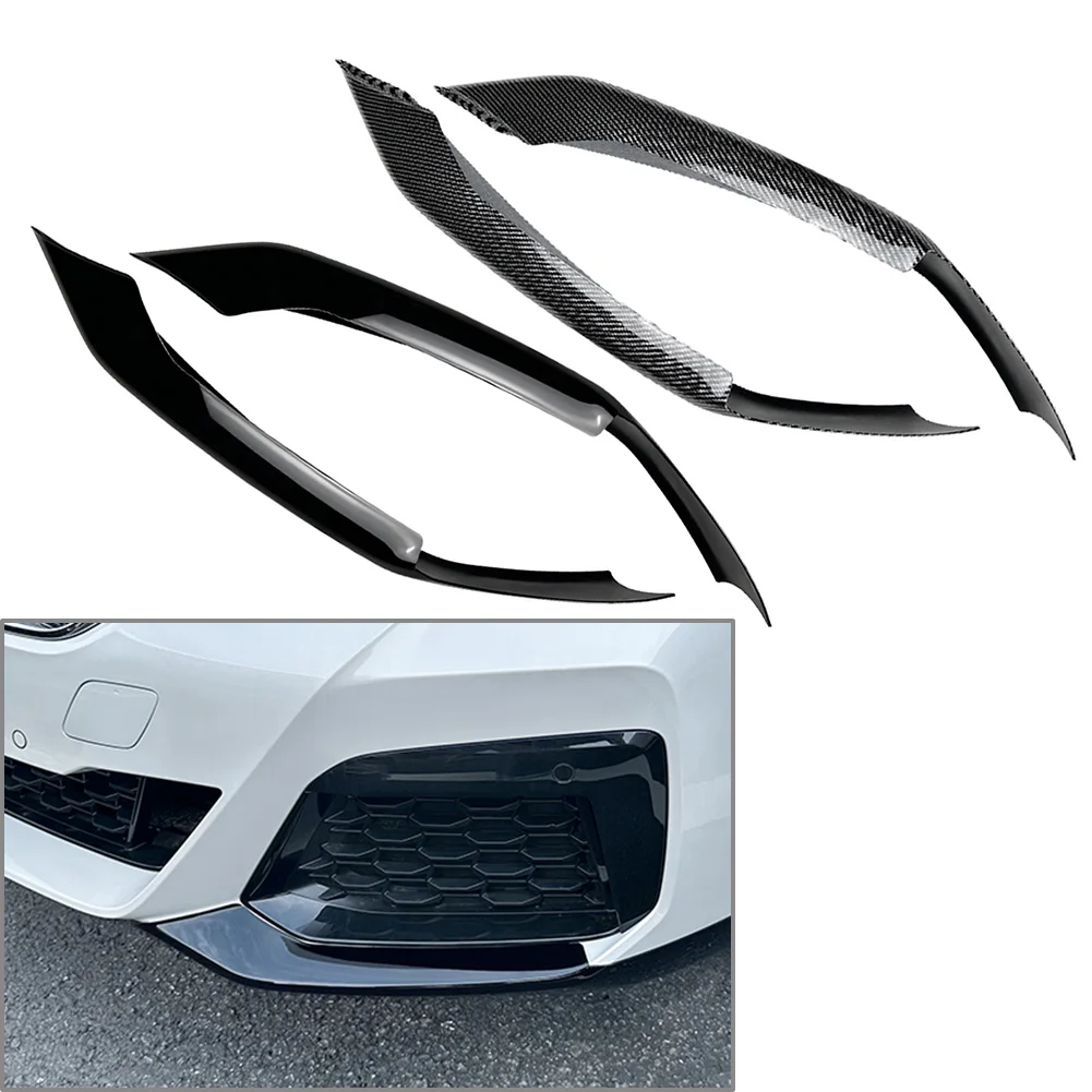 2Pcs Car Front Bumper Lip Wrap Corner Spoiler Cover Trim Decoration For BMW 5 Series G30 G31 G38 M Sport 2021 2022 2023