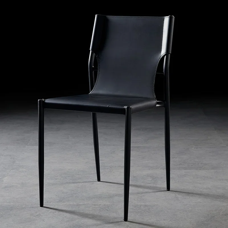 Chaise de Salle à Manger en Cuir, Tabouret à Dossier Moderne, Selle Nordique Minimaliste Italienne, Mobilier observateur de Luxe pour Restaurant et Hôtel