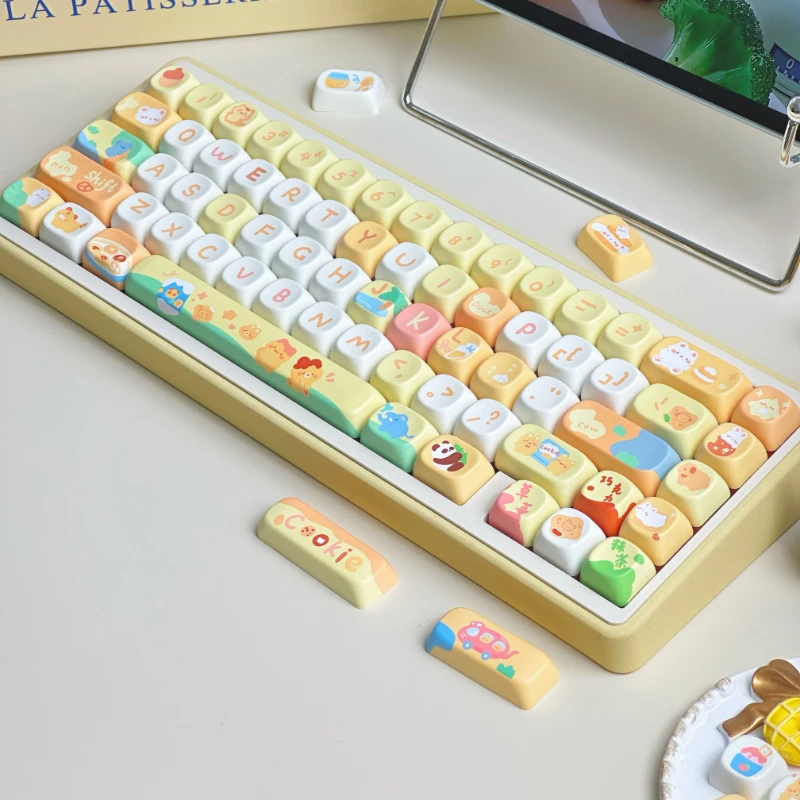 Imagem -06 - Keycap Tema Animal Crackers Keycaps para Teclado Mecânico Perfil Pbt Dye Xoa Keycaps para Jogos Acessórios para Presentes Mifuny 136 Chaves