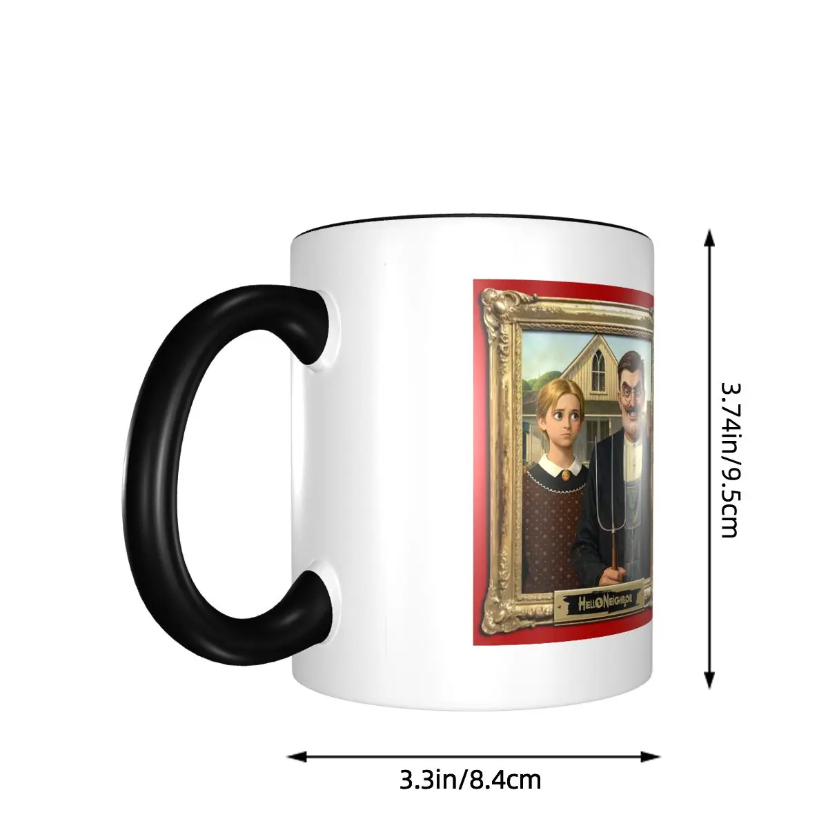 Hello Neighborn - American Gothic Mug Funny Ceramic Coffee Cups Tea Mugs Milk Cup Drinkware Gifts for Woman Man