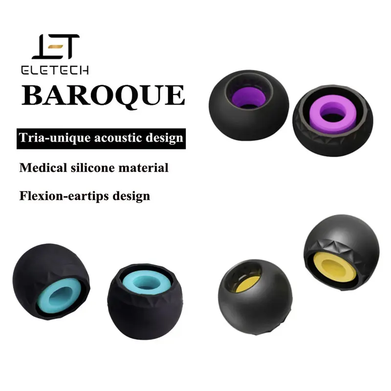 Luxury Hi-Fi Eartips for ELE Baroque Eletech Tria TWS Headphone Earplug for ie900 AZ80 XM5 Medical Silicone Earbuds Case 6 Sizes