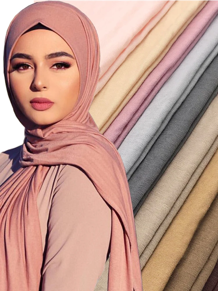 Mode Modal Baumwolle Jersey Hijab Schal Frauen Muslimischen Schal Plain Weiche Turban Kopf Wraps Islamischen Afrika Stirnband 170x55cm