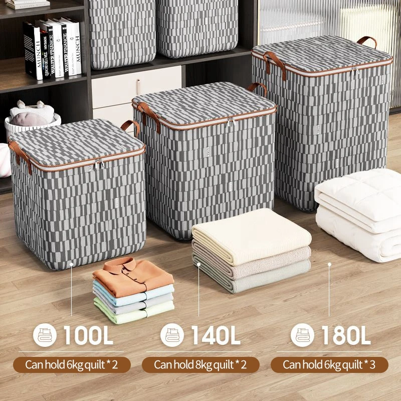 1-3PCS Portable Waterproof and moisture-proof Luggage Storage Bag Large Closet Organizer Toy Bins Zipper Duvet Storage Container