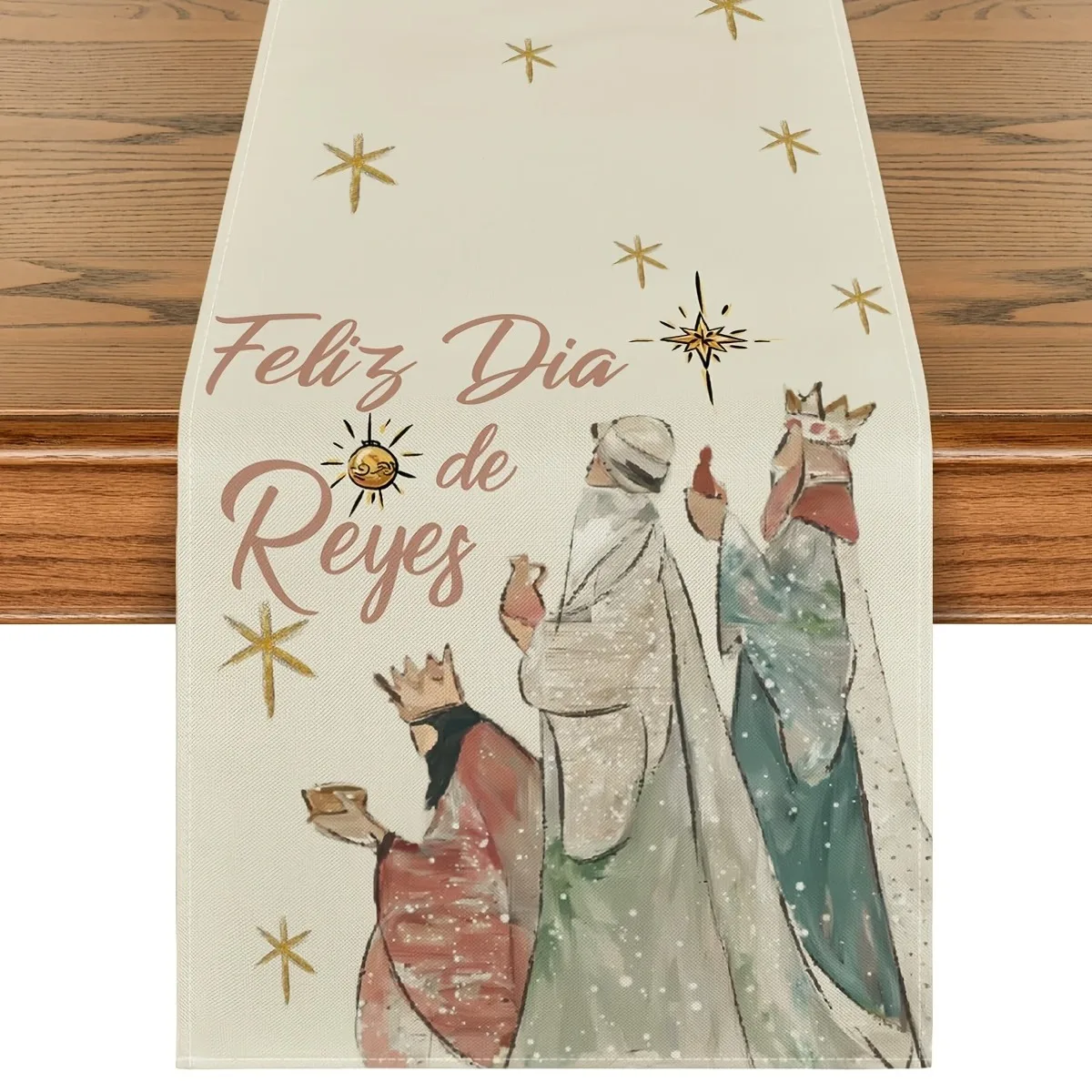 

Feliz Dia de Reyes: праздник трех королей, дорожка для стола, зимние каникулы, семейный сбор, украшение для кухонного стола