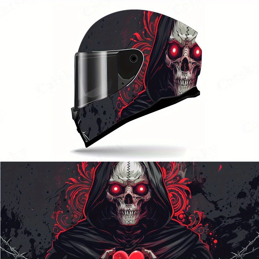 

Виниловые накидки на шлем Red Eyed Reaper, водонепроницаемые, устойчивые к царапинам наклейки на анфас, прочный художественный дизайн из ПВХ, мгновенный H