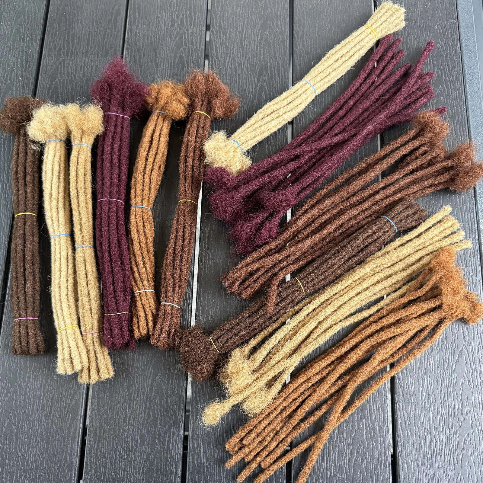 Extensões de Cabelo Humano Coloridas de 0,6cm de Largura e 10 Polegadas, 100% Cabelo Humano, Extensões de Dreadlocks para Homens, Mulheres e Crianças, Podem Ser Tingidas